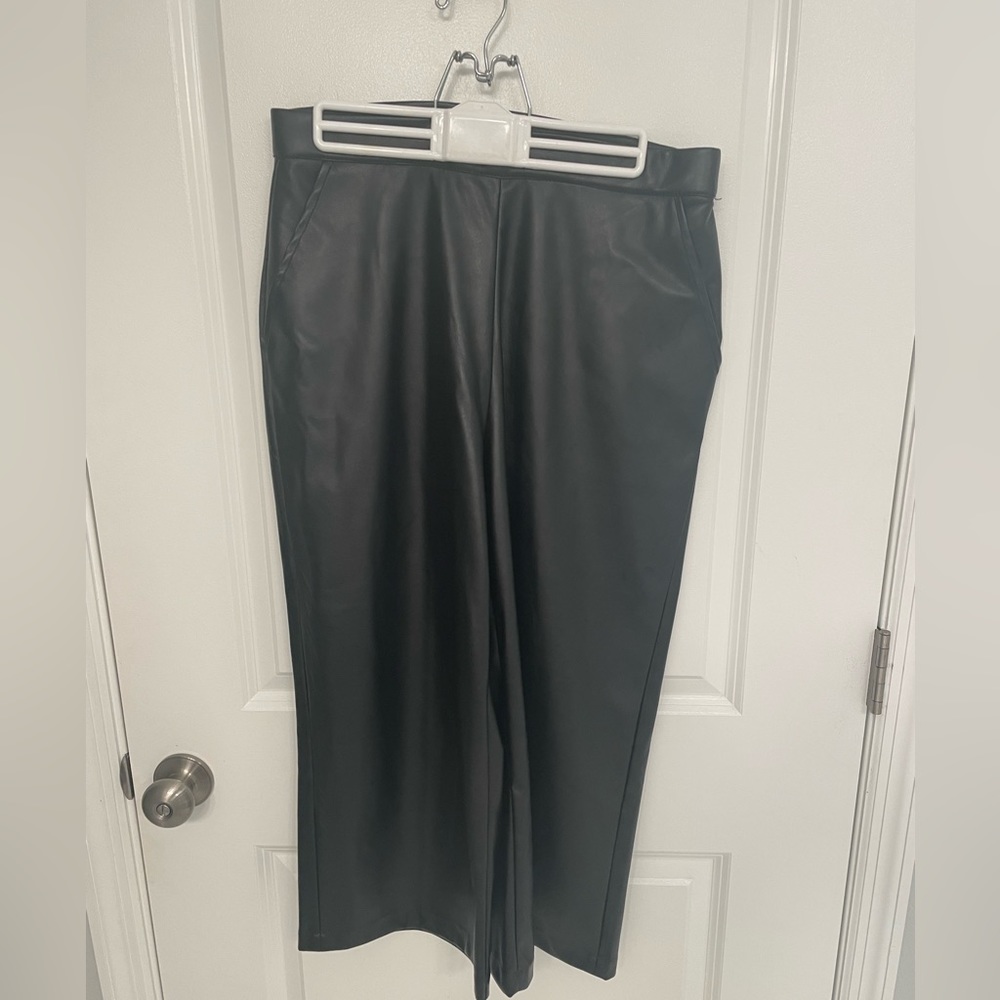 Faux Leather wide leg pull on pants size medium